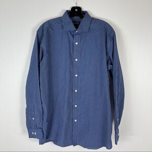 Nautica Men’s Size 16 34/35 Long Sleeve Button Up Blue Stripe Wrinkle Free Shirt